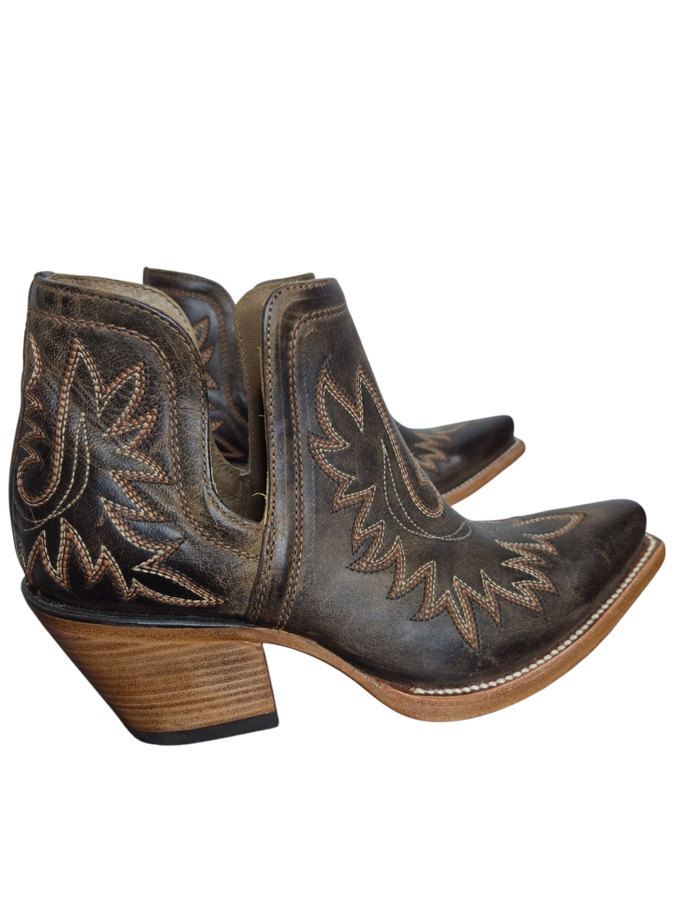 Ariat Dixon Western Cutout Leather Ankle Boots Embroidered Womens 7.5 B - Picture 4 of 10